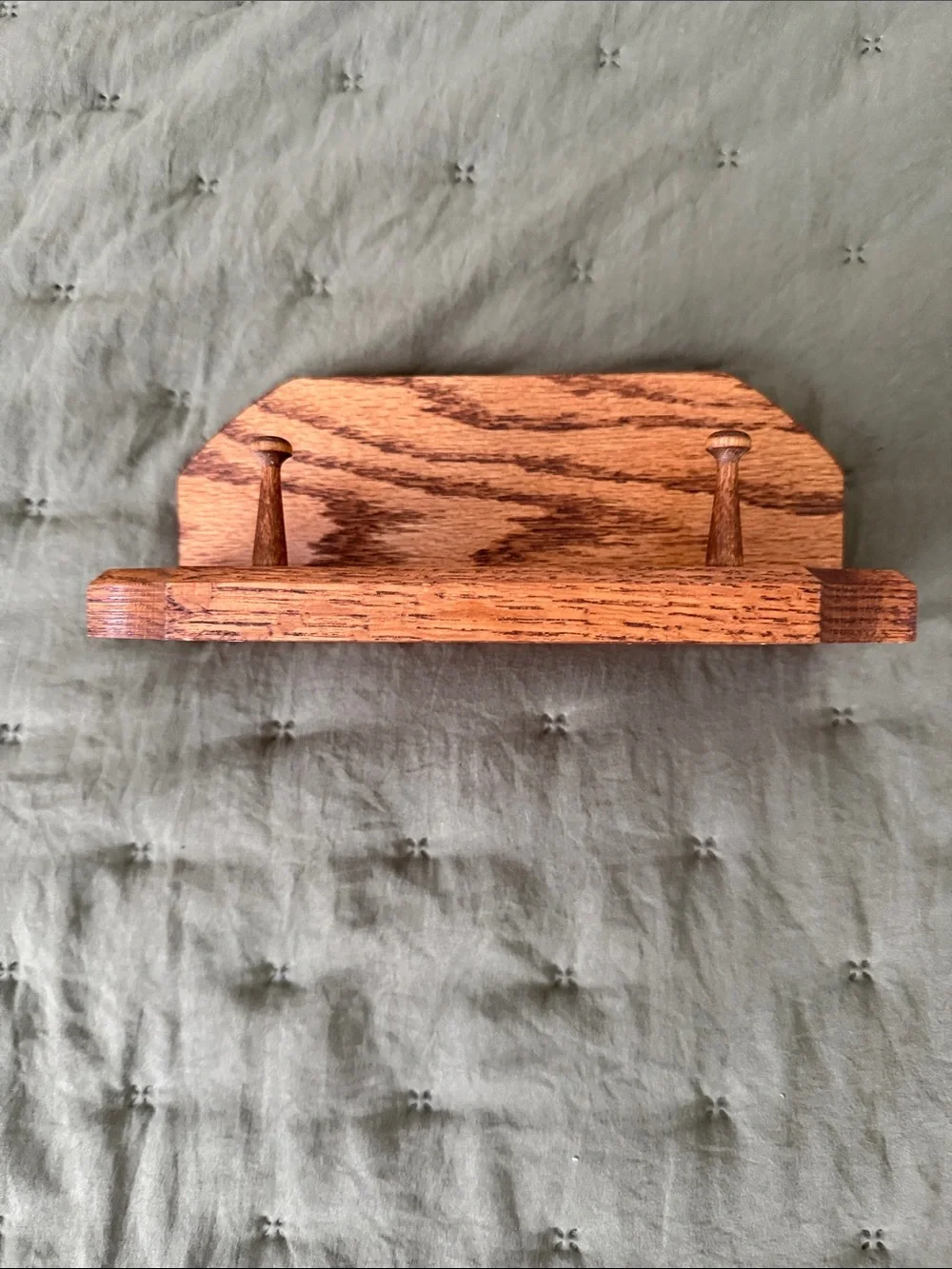 Vintage Happythings Solid Oak Heart Wall Shelf  Jewelry Rack Handcrafted Aurora
